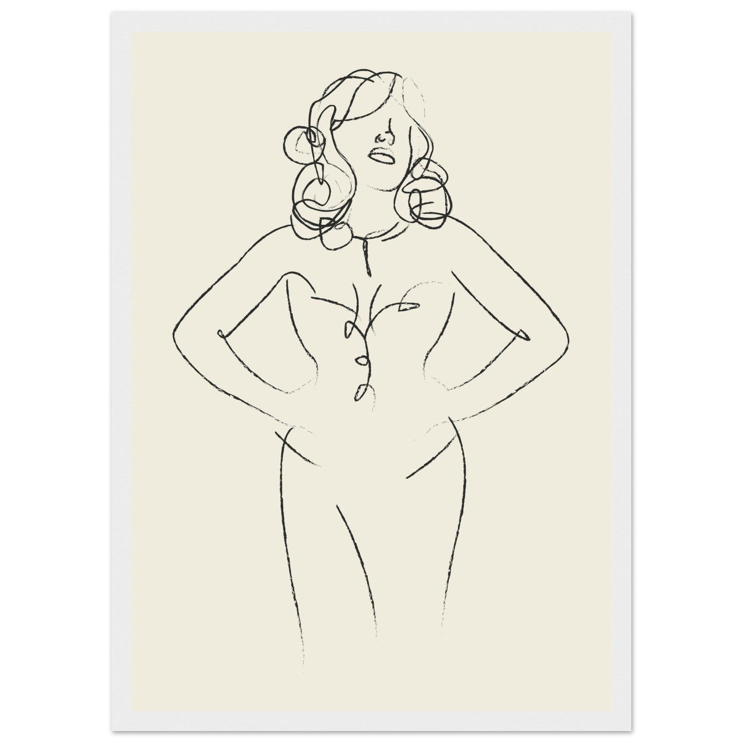 Line Art 'Sabrina' - Premium Matte Paper Wooden Framed Poster