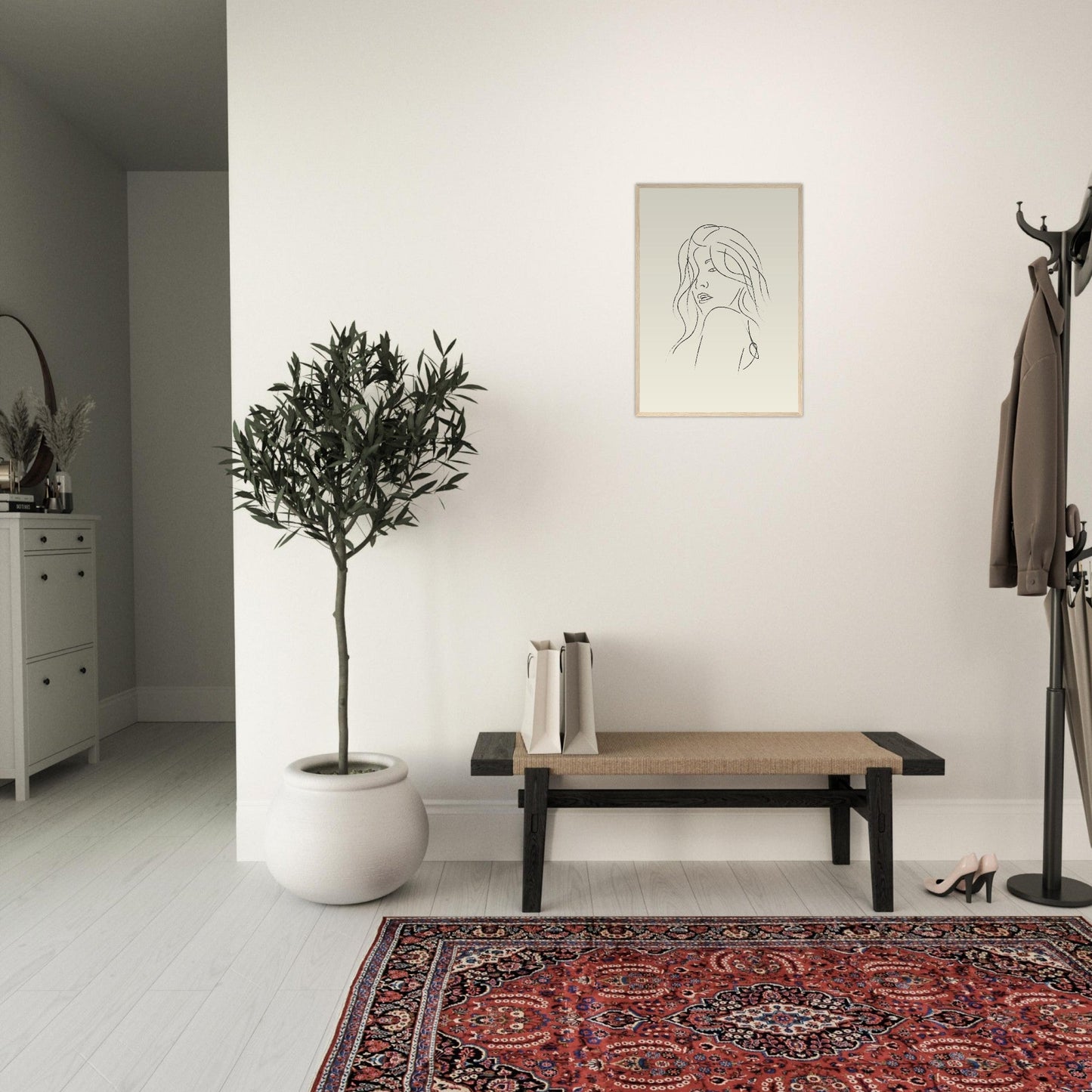 Line Art 'The Pose' - Premium Matte Paper Wooden Framed Poster