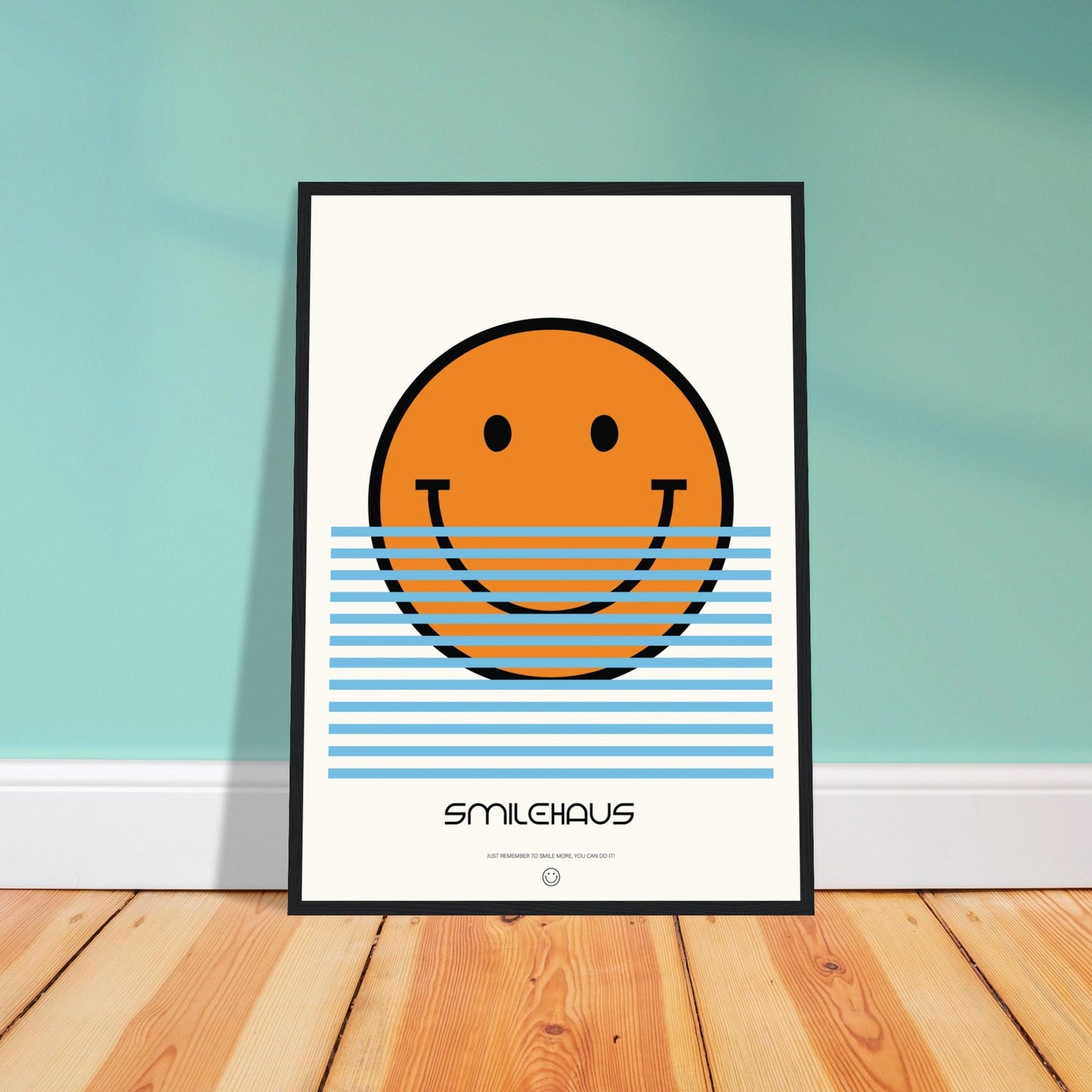 Orange & Blue 'Smilehaus' - Premium Matte Paper Wooden Framed Poster