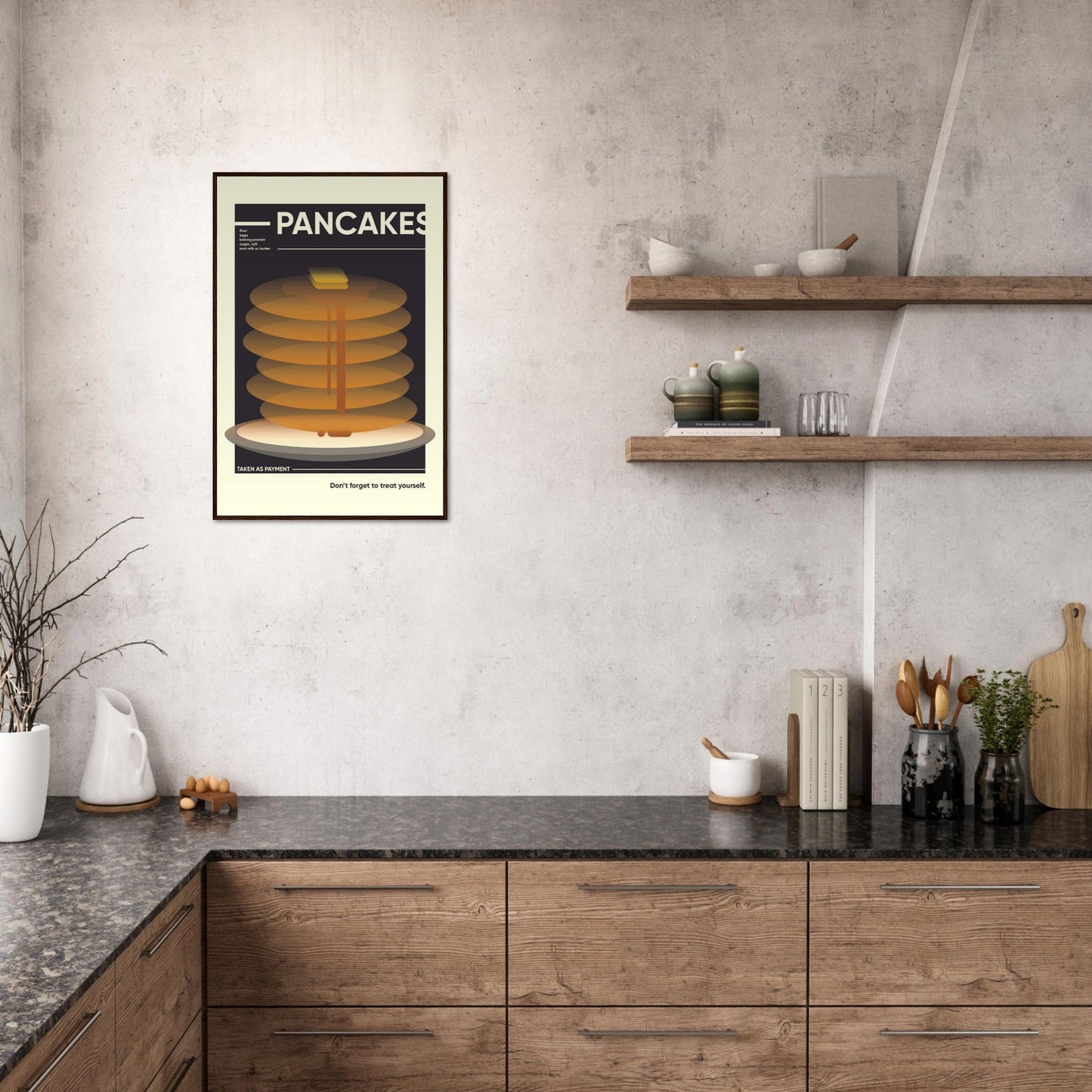 Pancakes - Premium Matte Paper Wooden Framed Poster