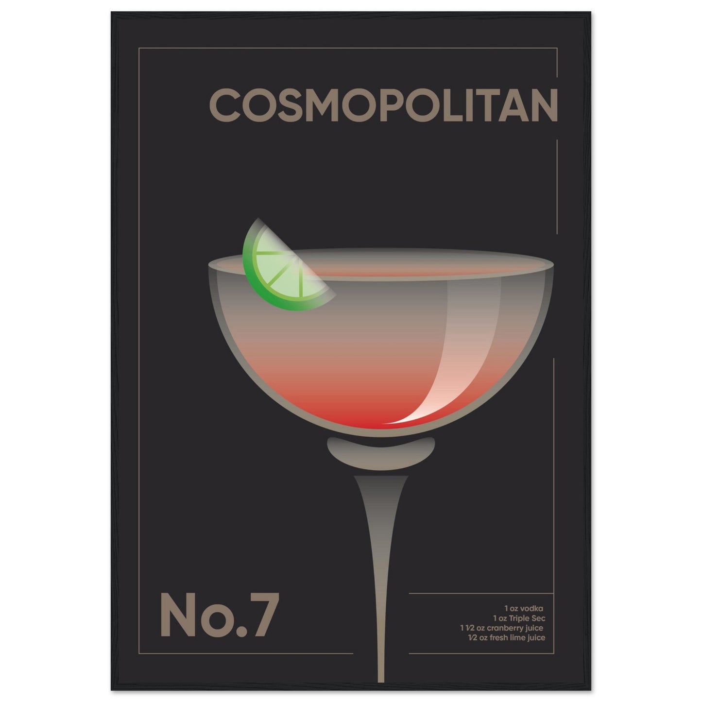 Cocktail 'Cosmopolitan' - Premium Matte Paper Wooden Framed Poster