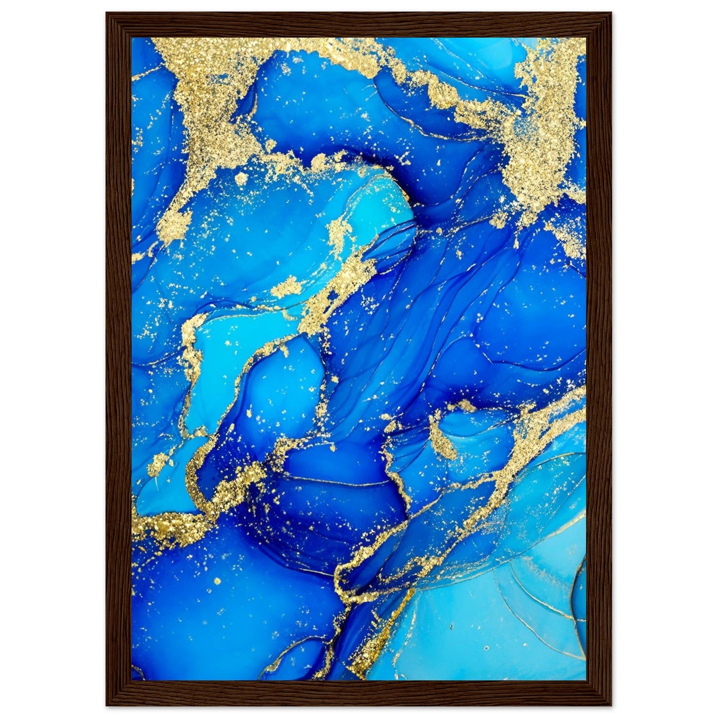 Marble 'Blue & Gold' - Premium Matte Paper Wooden Framed Poster