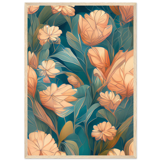 Flowers 'Abstract Garden' - Premium Matte Paper Wooden Framed Poster