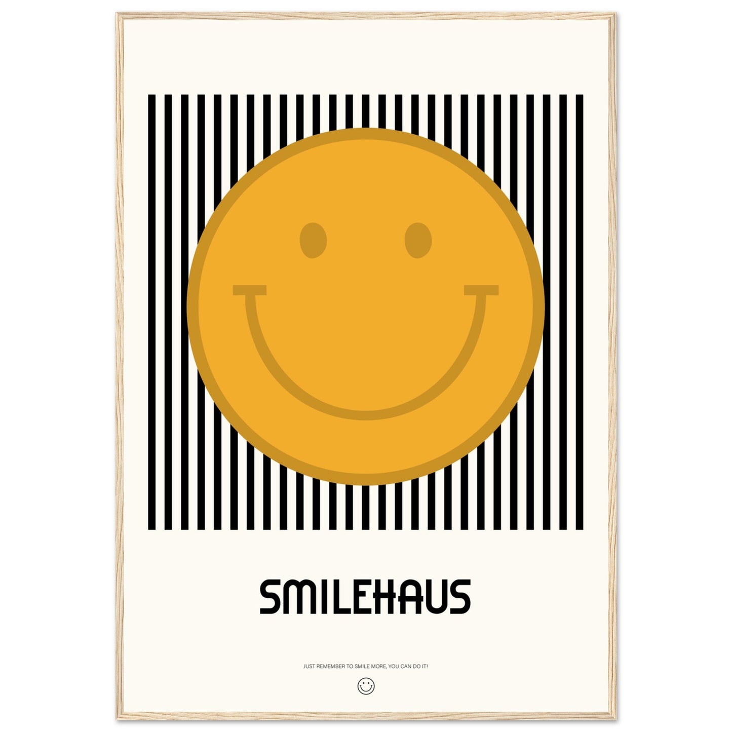 Yellow & Black 'Smilehaus' - Premium Matte Paper Wooden Framed Poster