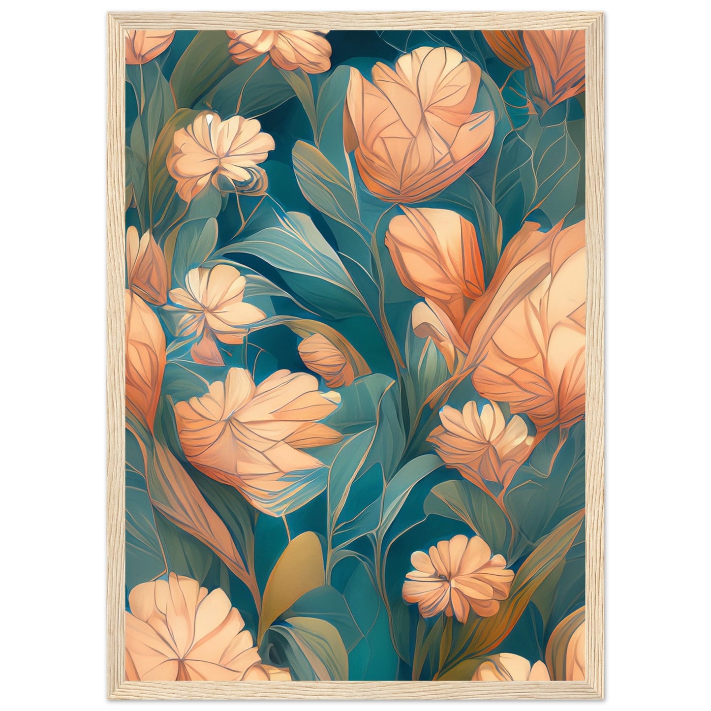 Flowers 'Abstract Garden' - Premium Matte Paper Wooden Framed Poster