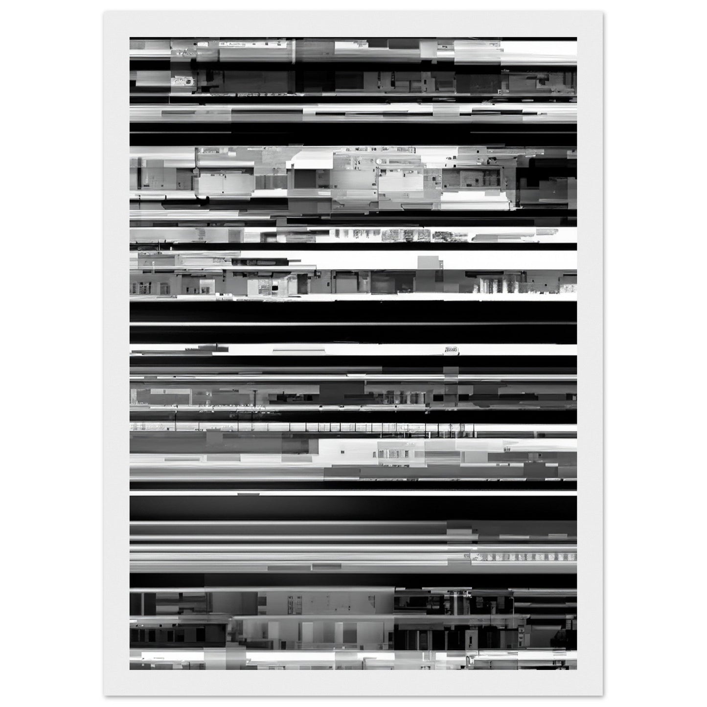 Glitch 'Black & White'  - Premium Matte Paper Wooden Framed Poster
