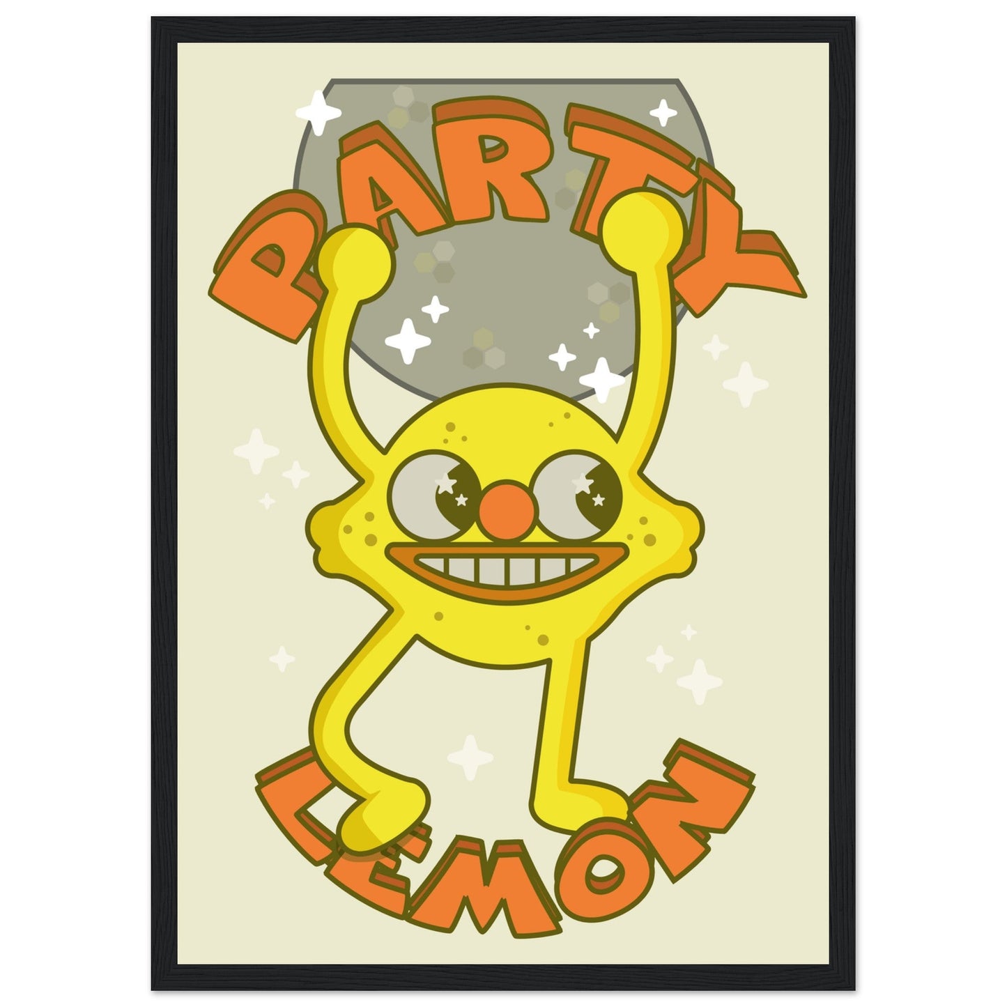 Fruity 'Party Lemon' - Premium Matte Paper Wooden Framed Poster