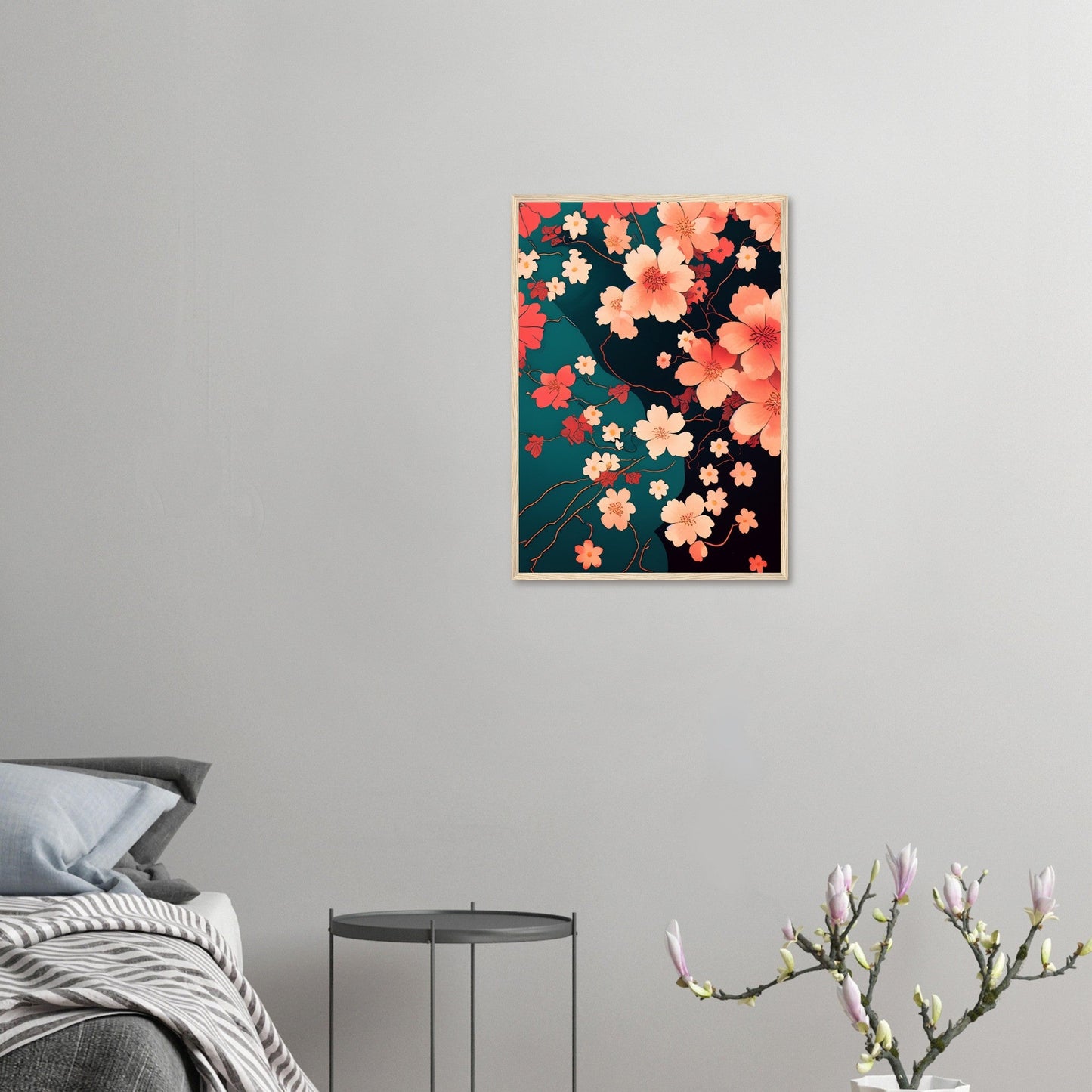 Flowers 'Japanese Garden' - Premium Matte Paper Wooden Framed Poster