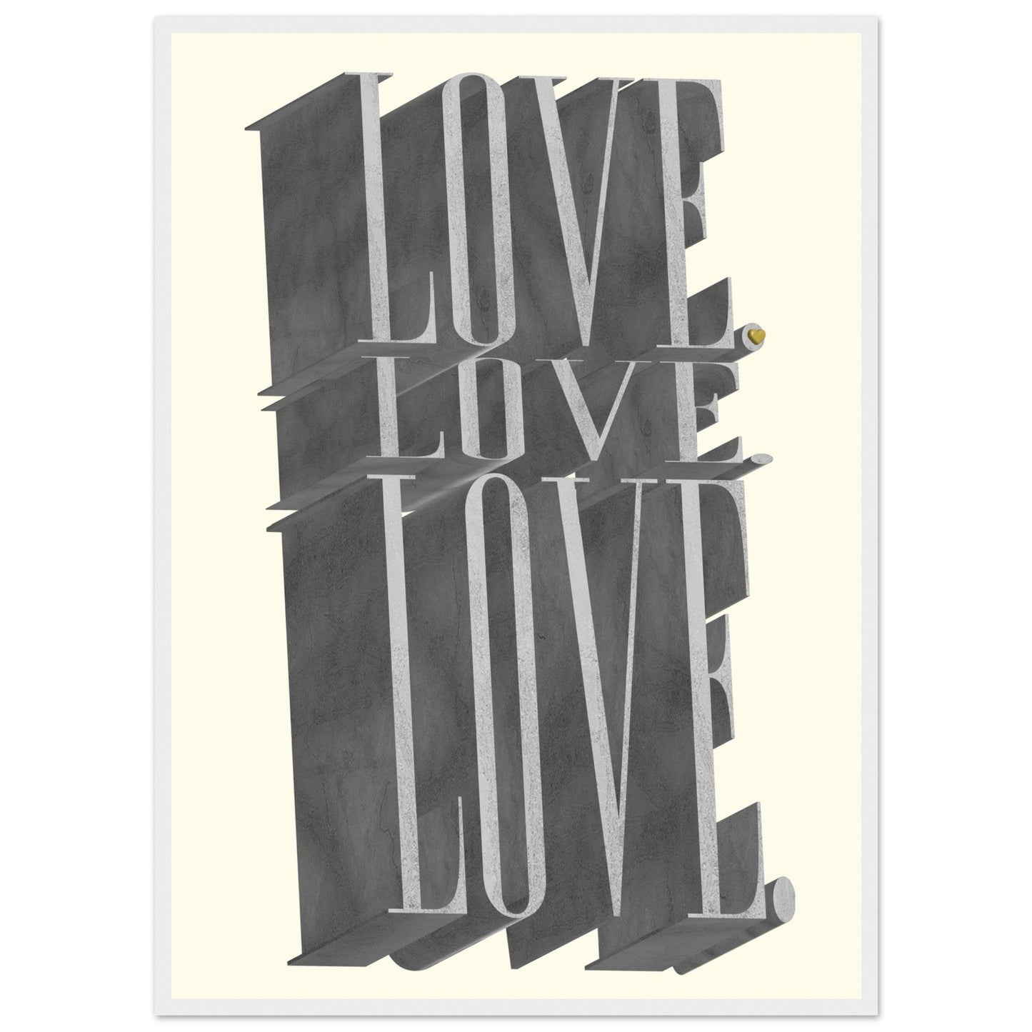 Sign 'Love, Love, Love' - Premium Matte Paper Wooden Framed Poster