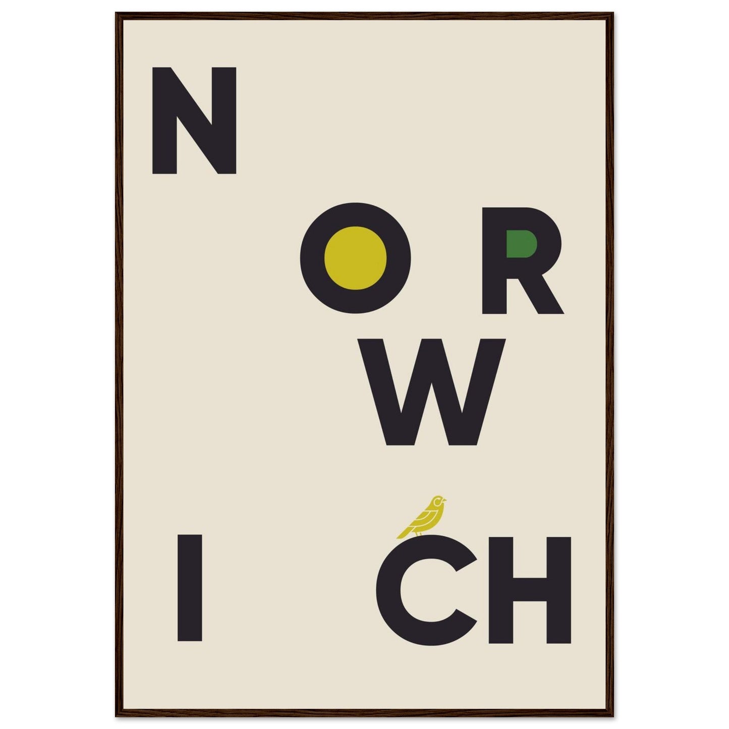 Cities/ Places 'Norwich' - Premium Matte Paper Wooden Framed Poster