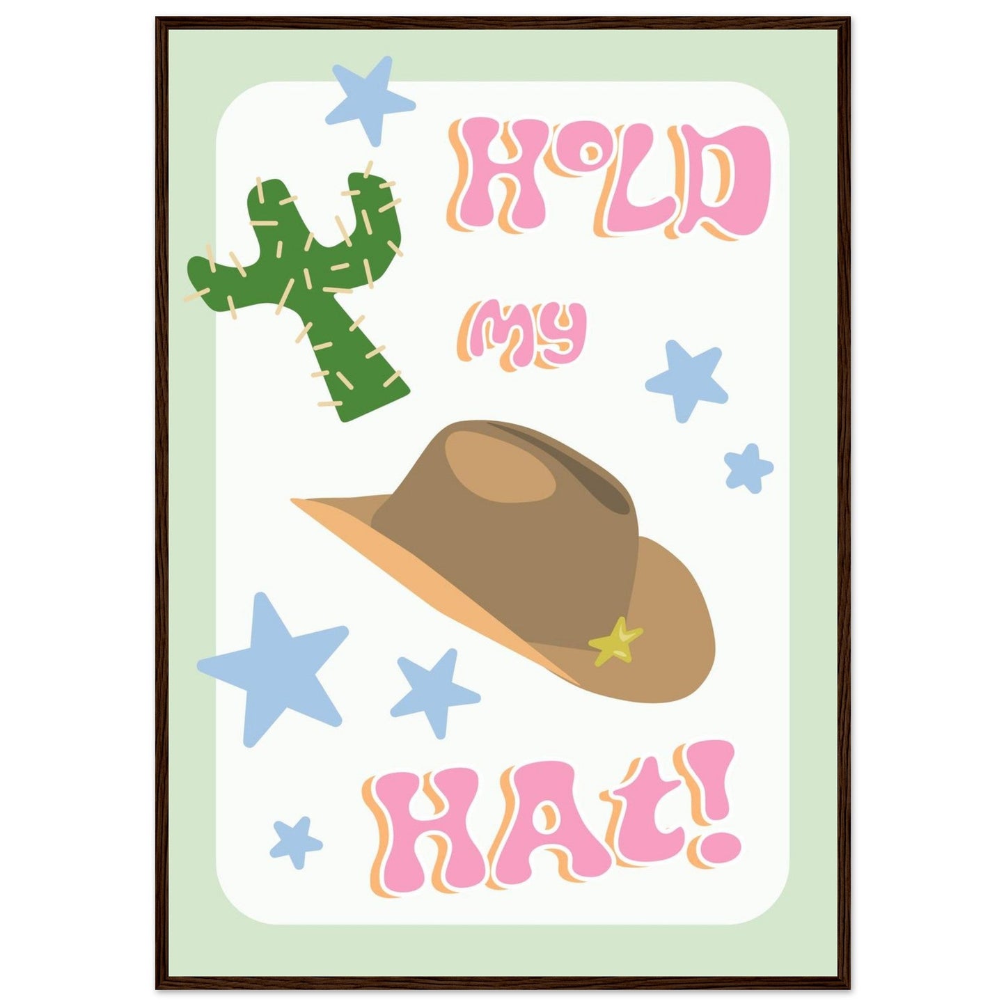 Groovy 'Hold My Hat' - Premium Matte Paper Wooden Framed Poster