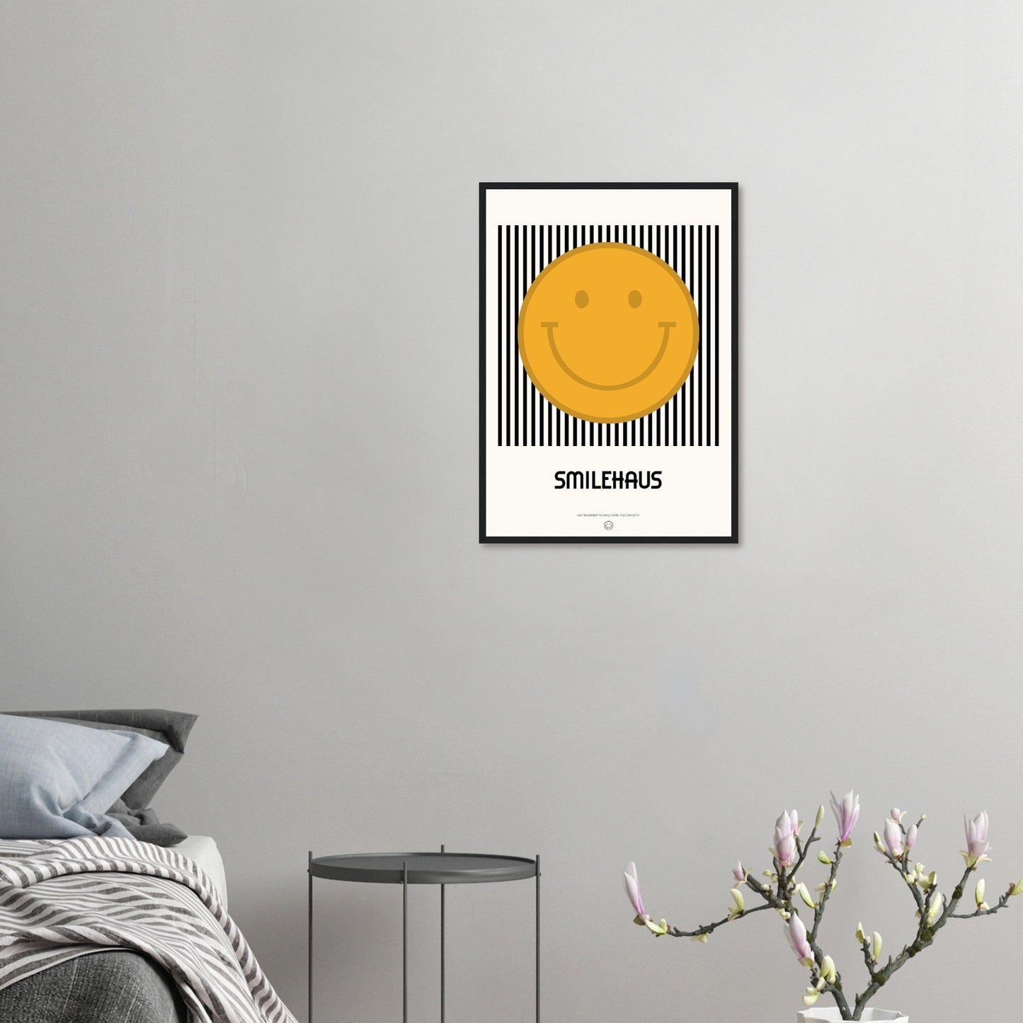 Yellow & Black 'Smilehaus' - Premium Matte Paper Wooden Framed Poster