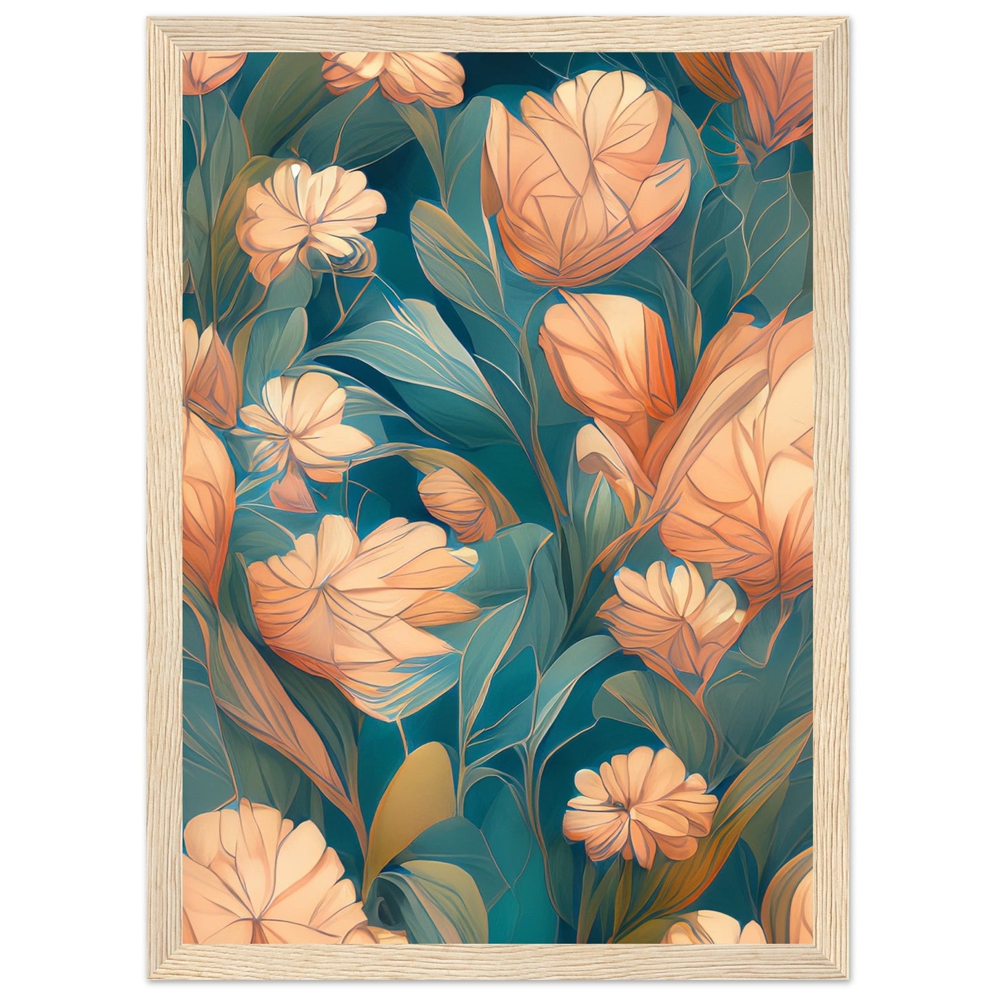 Flowers 'Abstract Garden' - Premium Matte Paper Wooden Framed Poster