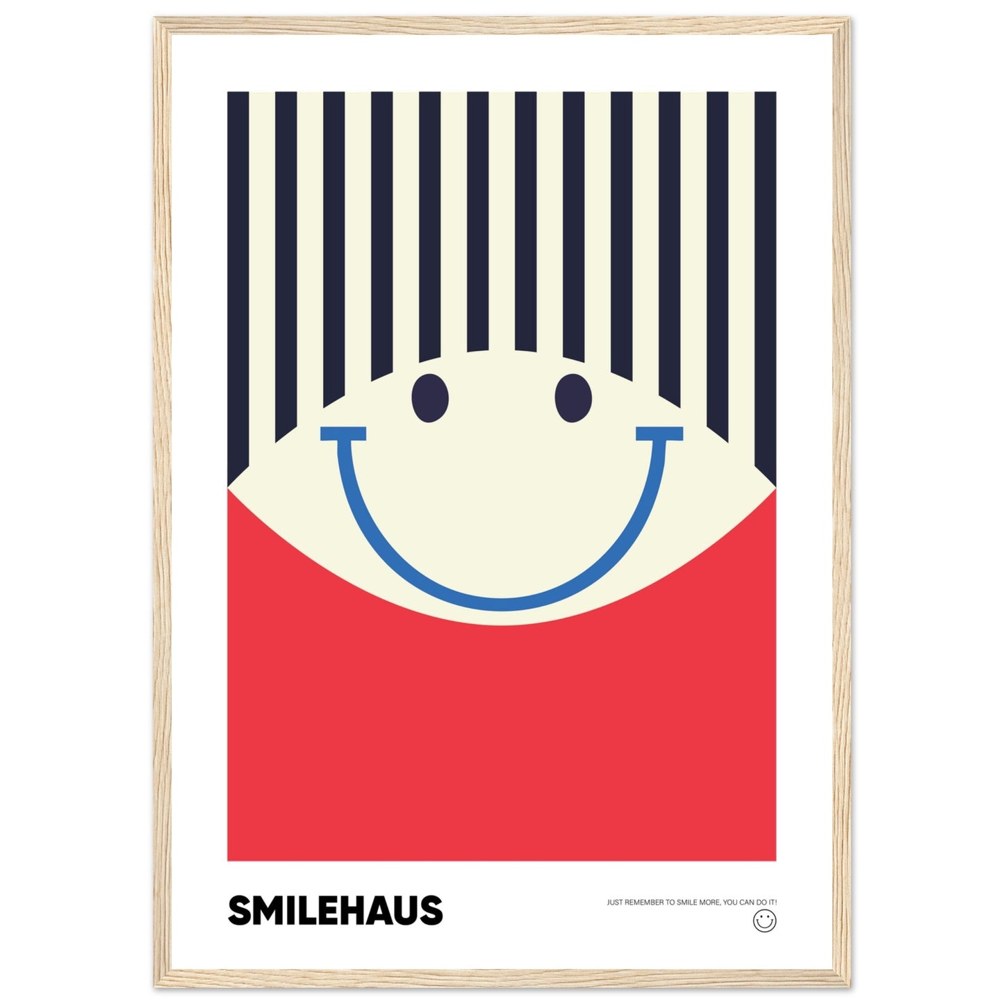 Red & Blue 'Smilehaus' - Premium Matte Paper Wooden Framed Poster