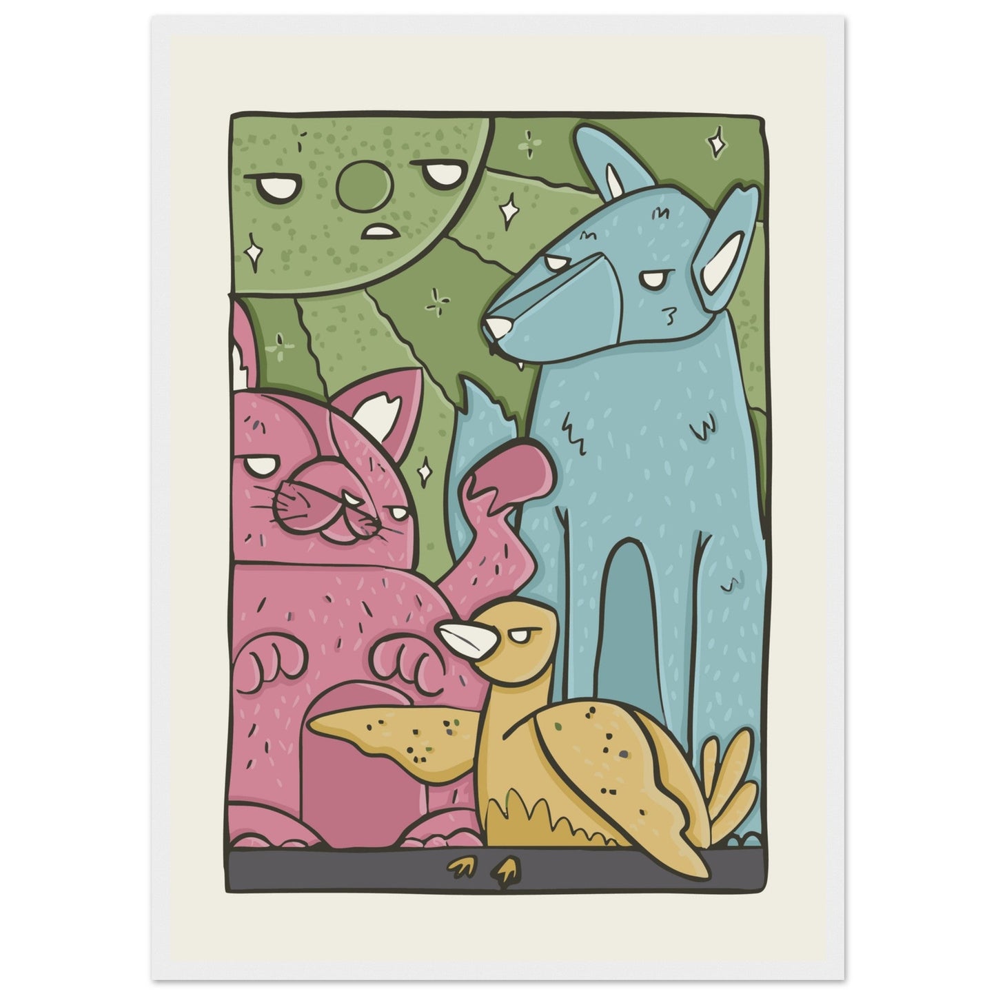 Animals 'The Crew' - Premium Matte Paper Wooden Framed Poster