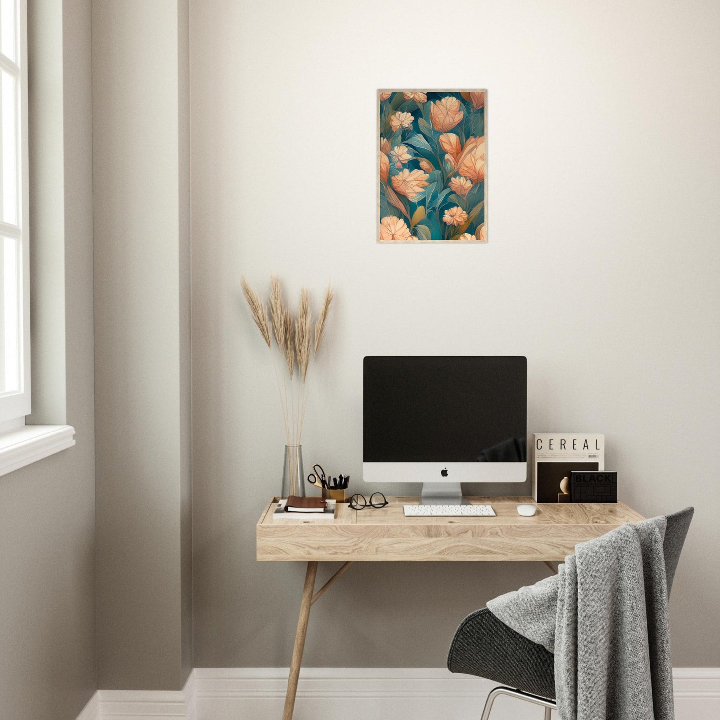 Flowers 'Abstract Garden' - Premium Matte Paper Wooden Framed Poster