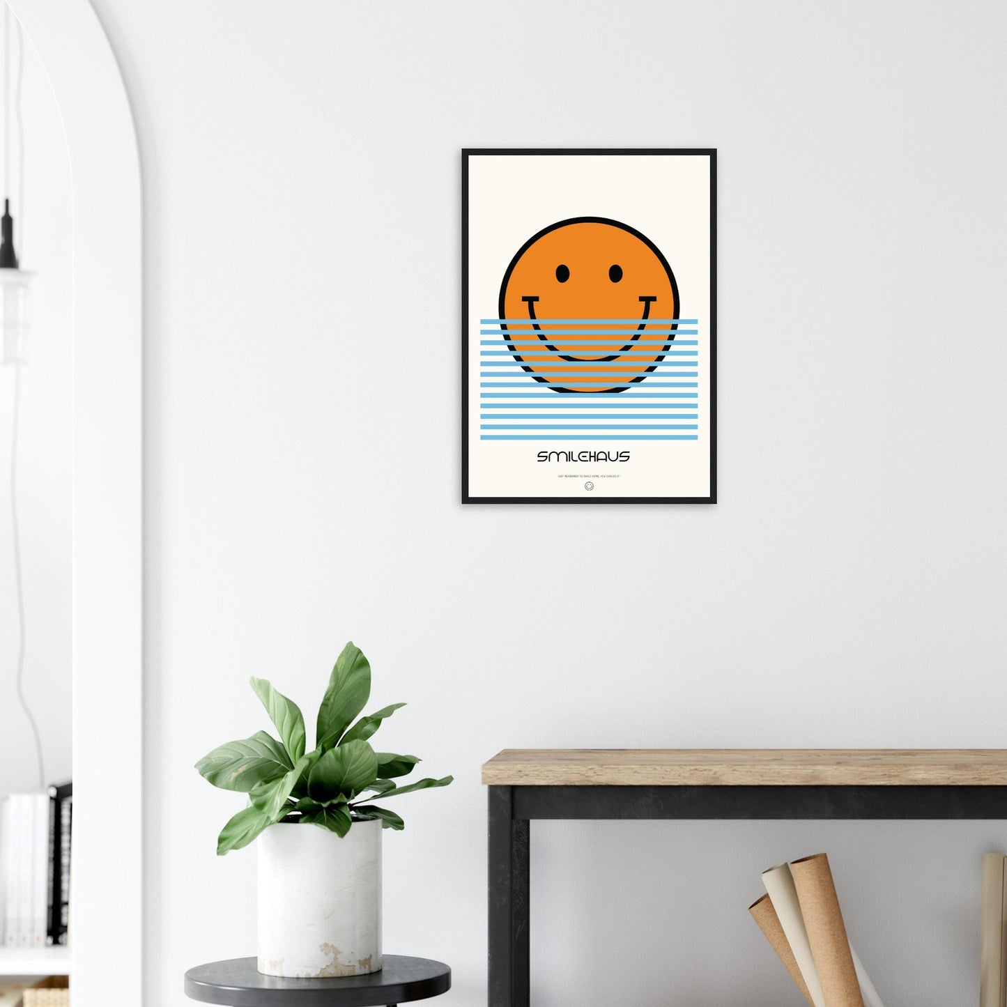 Orange & Blue 'Smilehaus' - Premium Matte Paper Wooden Framed Poster