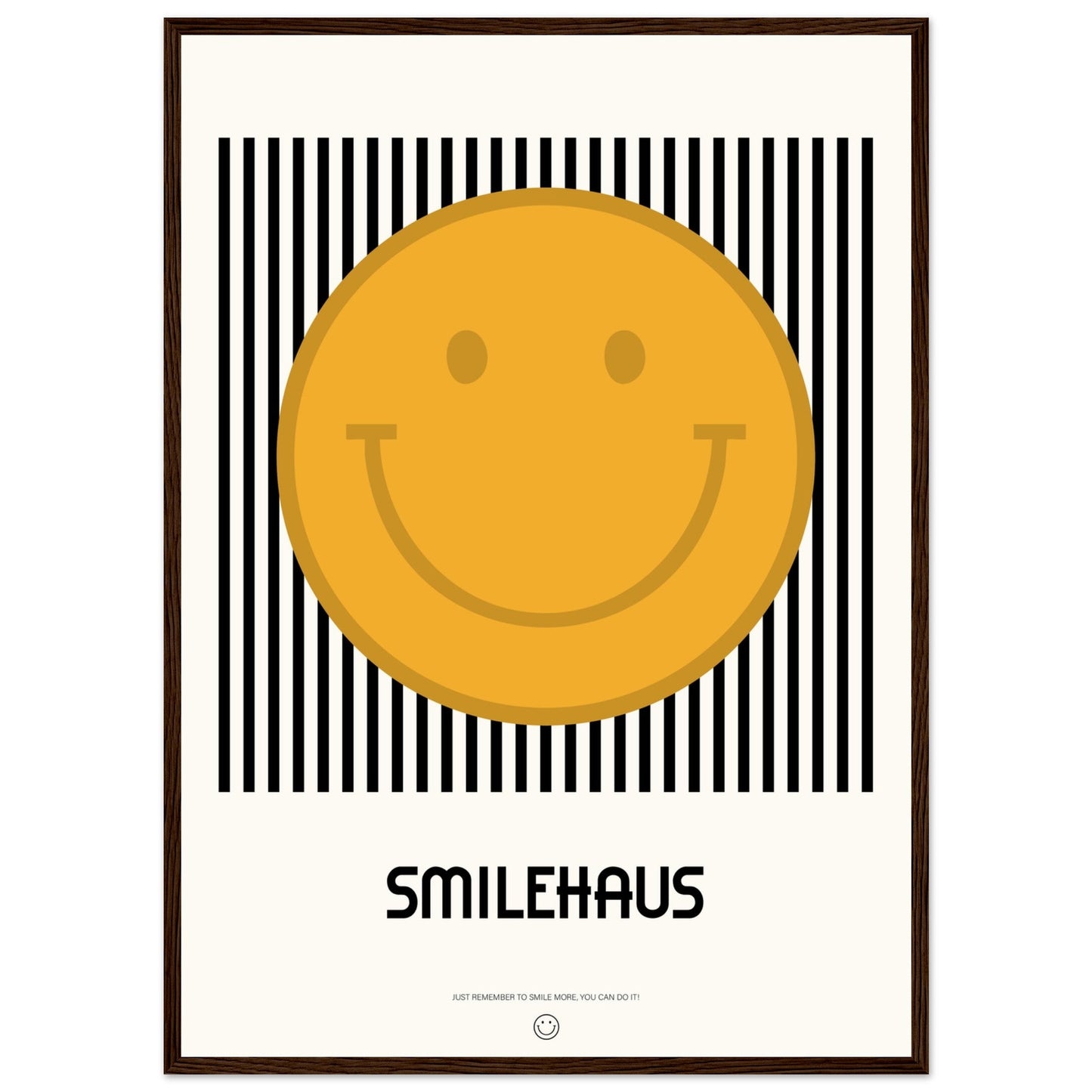 Yellow & Black 'Smilehaus' - Premium Matte Paper Wooden Framed Poster