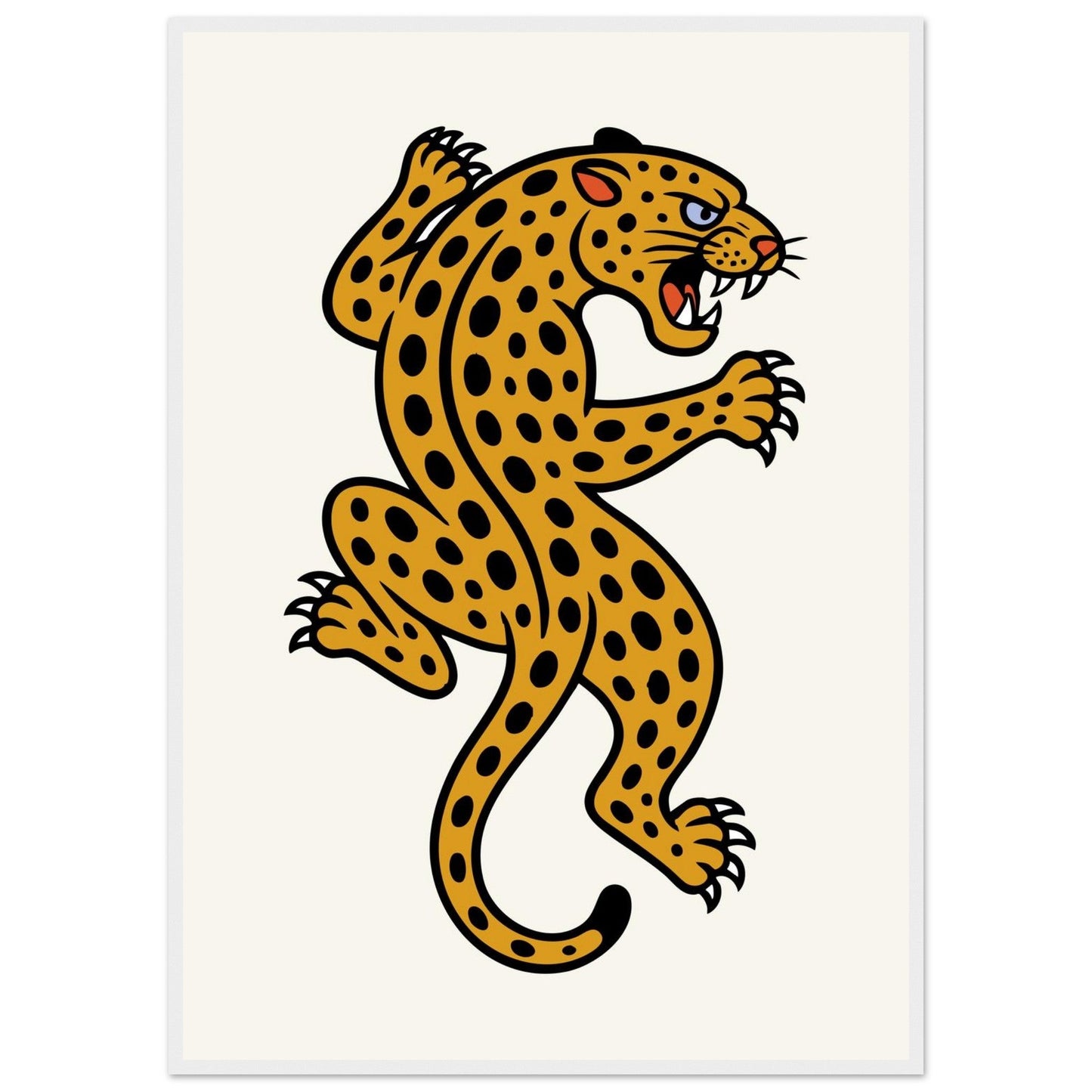 Leopard Traditional  - Premium Matte Paper Wooden Framed Poster