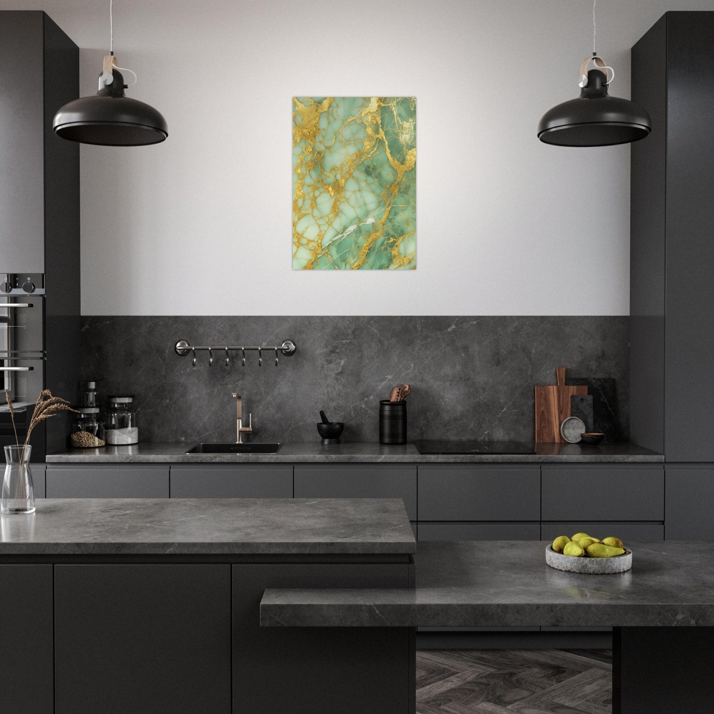 Marble 'Green & Gold' - Premium Matte Paper Poster
