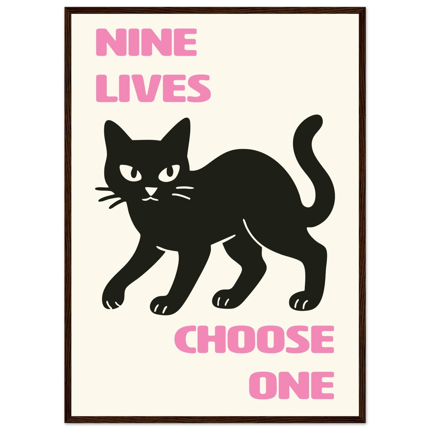 Animals 'Nine Lives'  - Premium Matte Paper Wooden Framed Poster