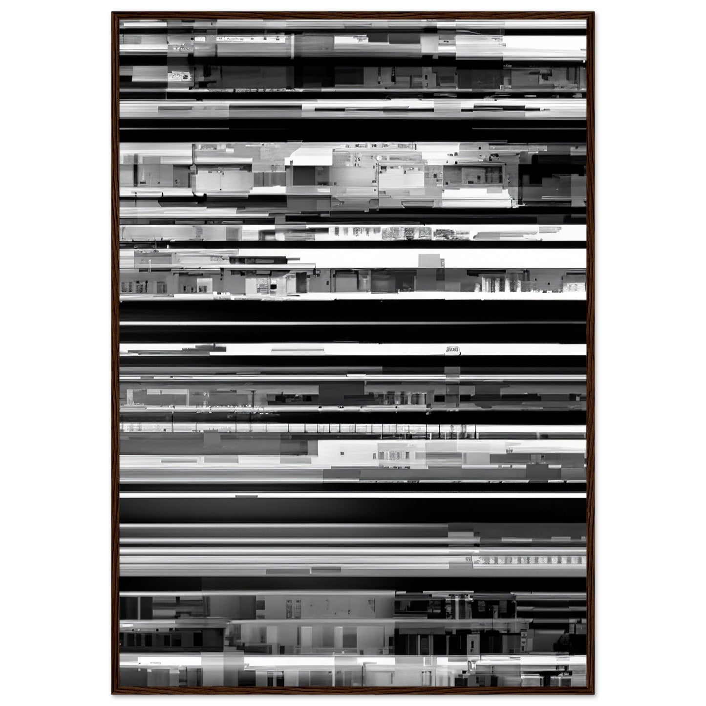 Glitch 'Black & White'  - Premium Matte Paper Wooden Framed Poster