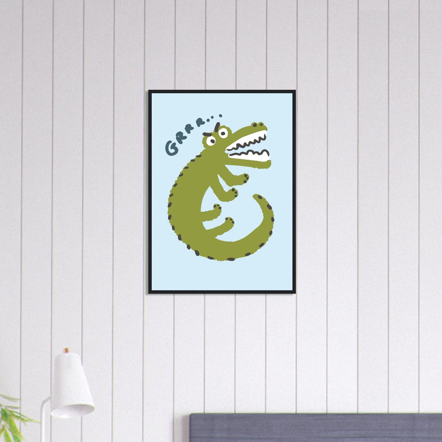 Animals 'Grrr...(Bad Day Croc)' - Premium Matte Paper Wooden Framed Poster