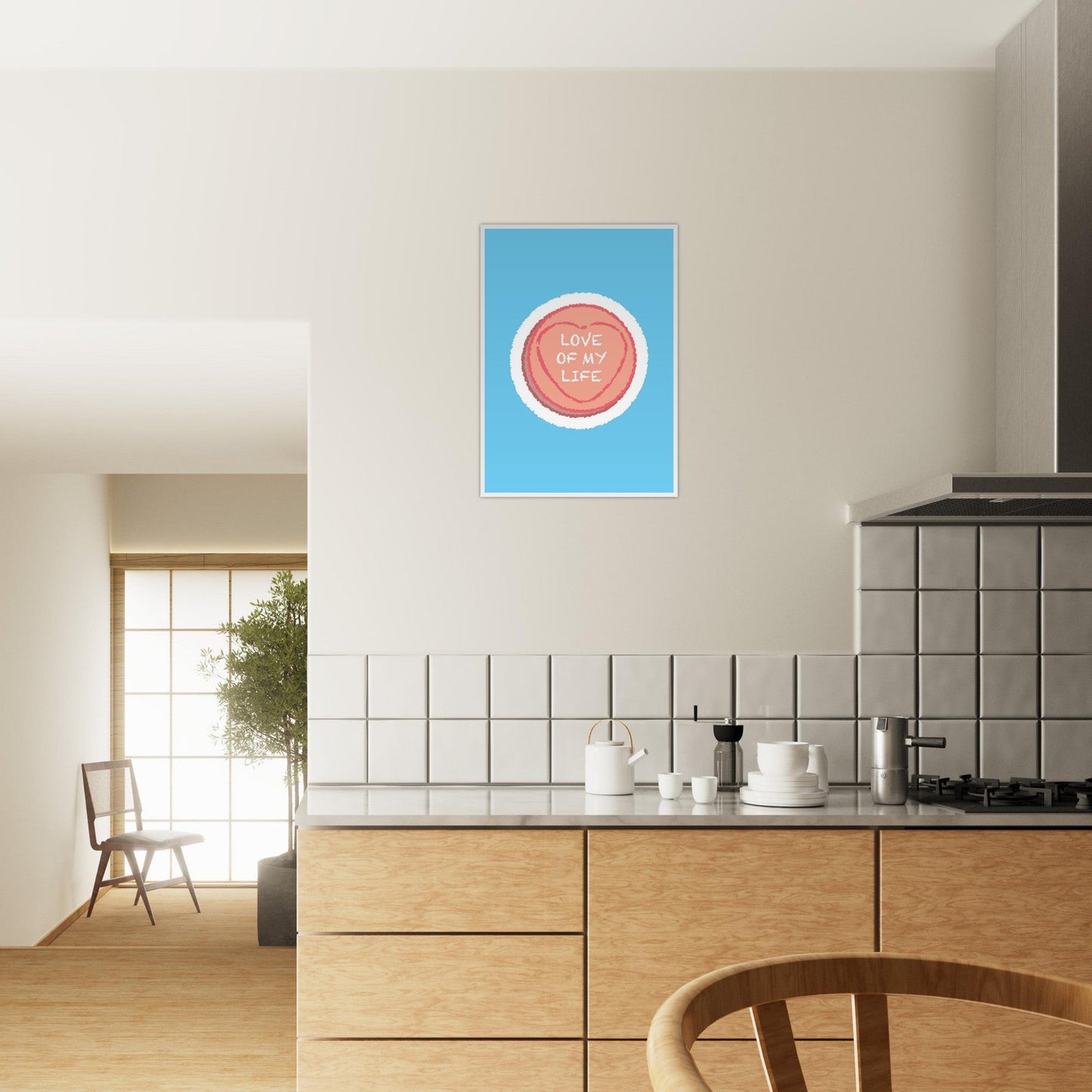 Sign 'Love Of My Life' Love Heart - Premium Matte Paper Wooden Framed Poster