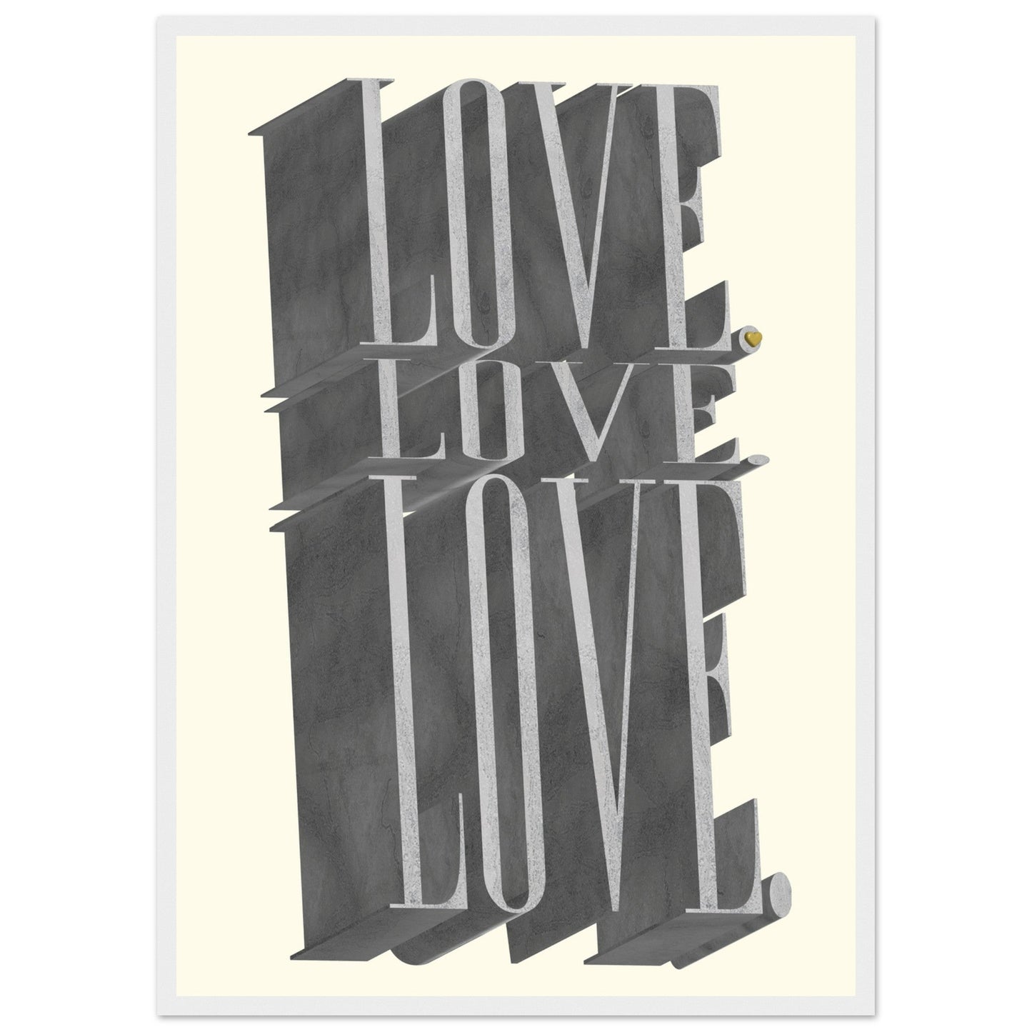 Sign 'Love, Love, Love' - Premium Matte Paper Wooden Framed Poster