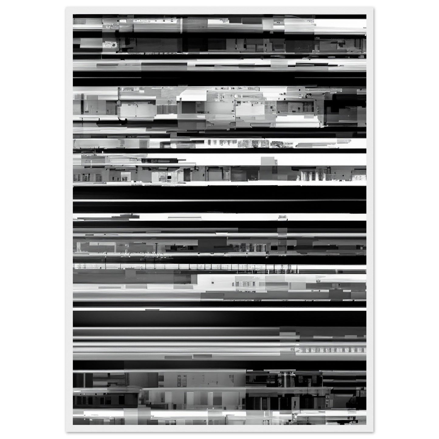 Glitch 'Black & White'  - Premium Matte Paper Wooden Framed Poster